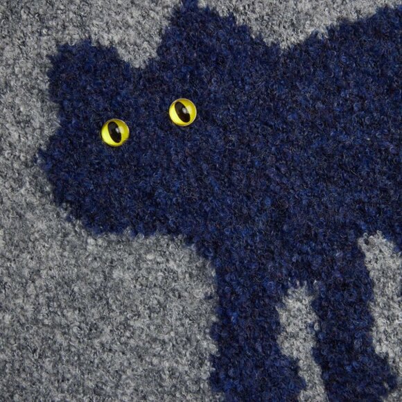 Cider Sweaters - CUTE! Kitty image - soft wool blend knit gray sweater - M/L